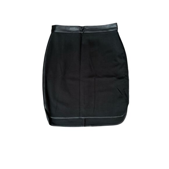 Club Monaco Dresses & Skirts - Club Monaco black knit faux leather trim mini skirt